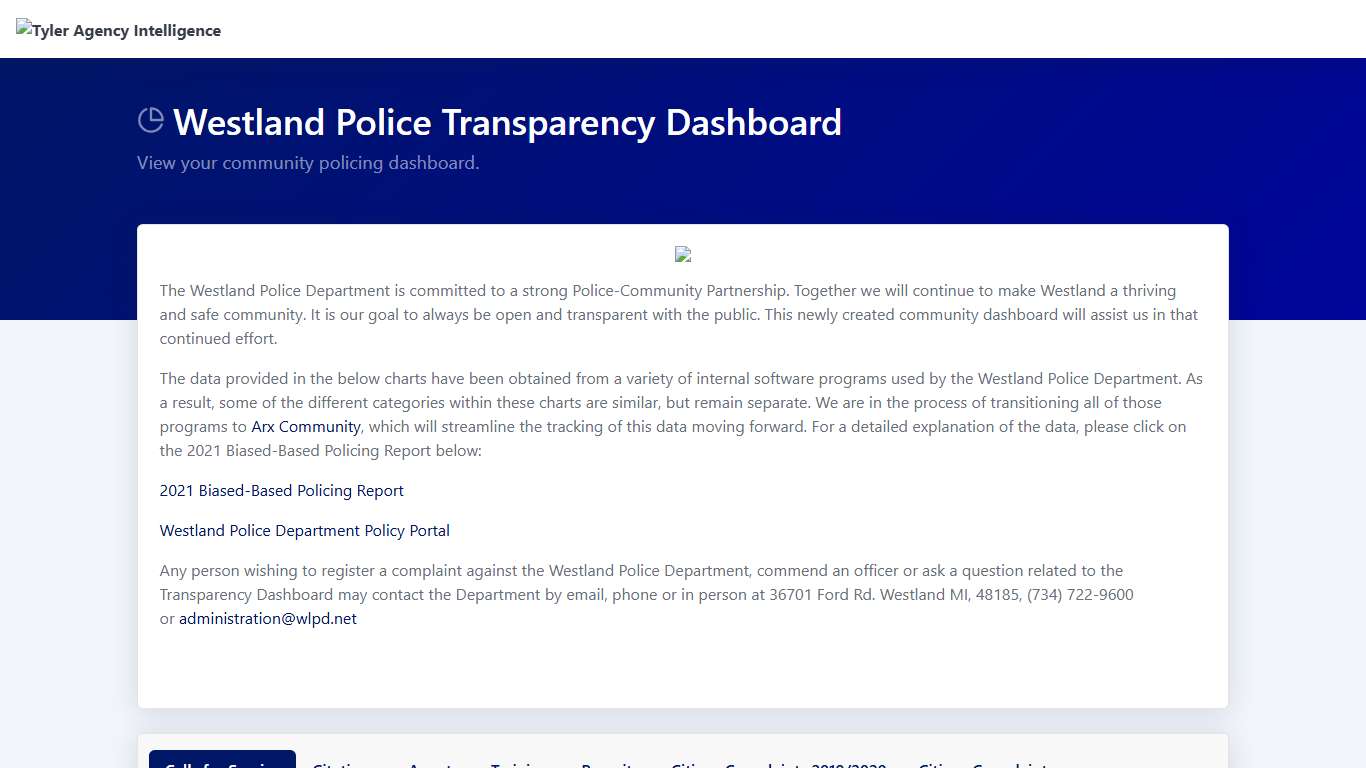 Westland Police Transparency Dashboard